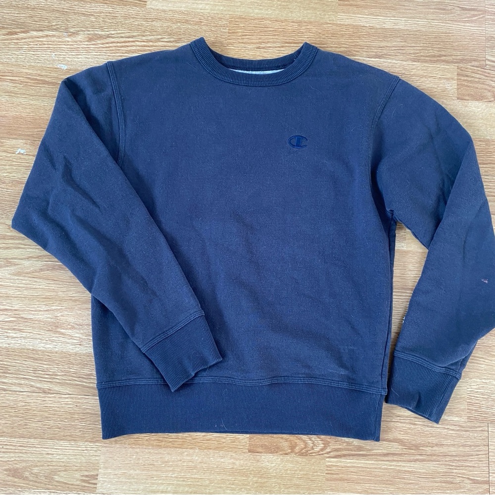 Champion Blue Sweatshirt with Crew Neck and Long Sleeves